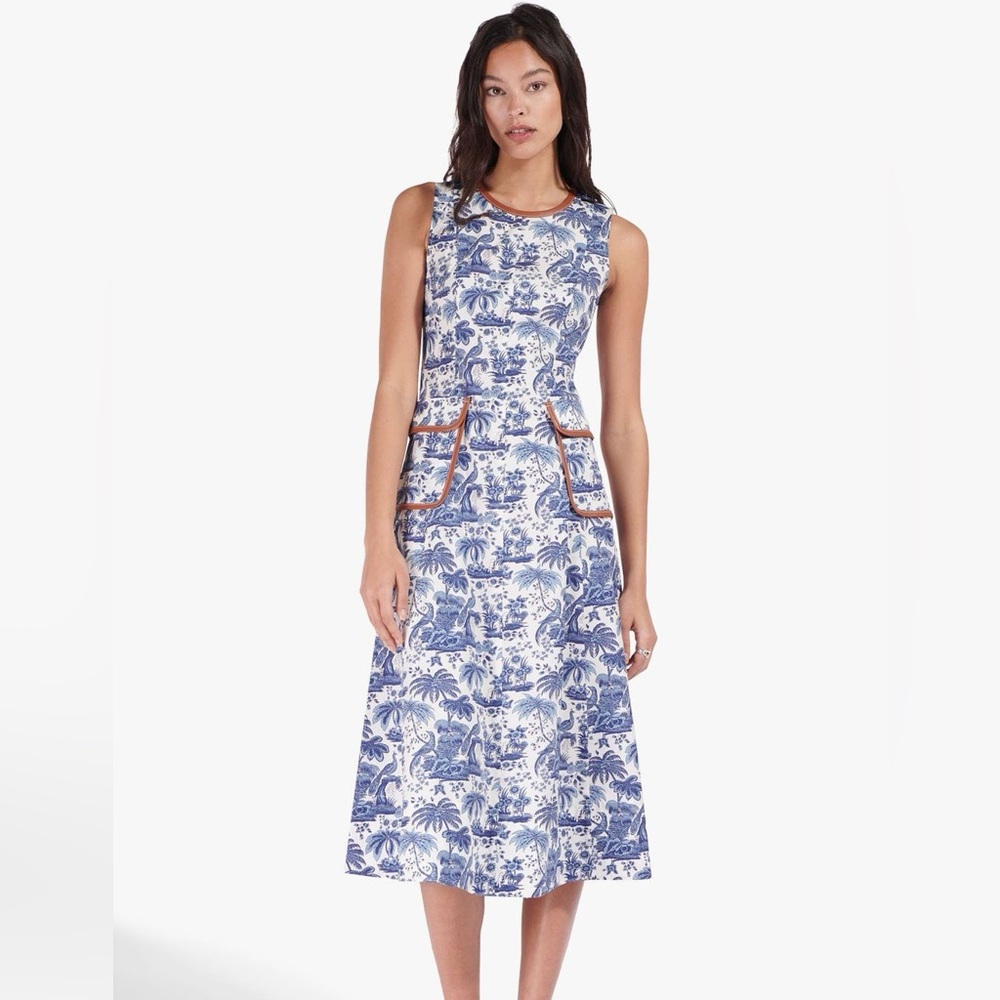 STAUD Bait Dress in Blue Toile Size 12
